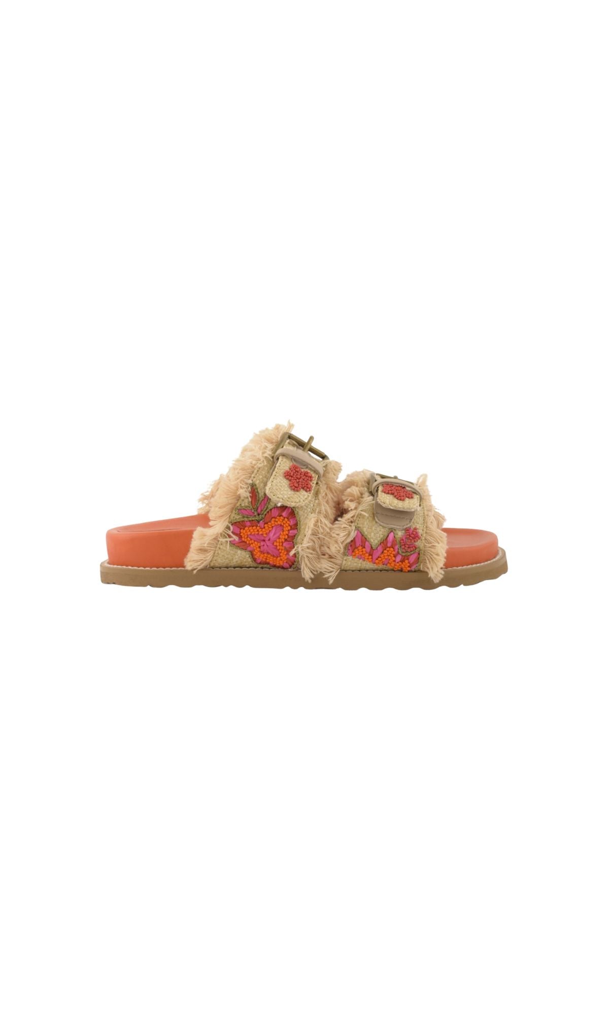 RAFFIA TWO BAND SANDAL ORANGE - calzature - CORAL BLUE