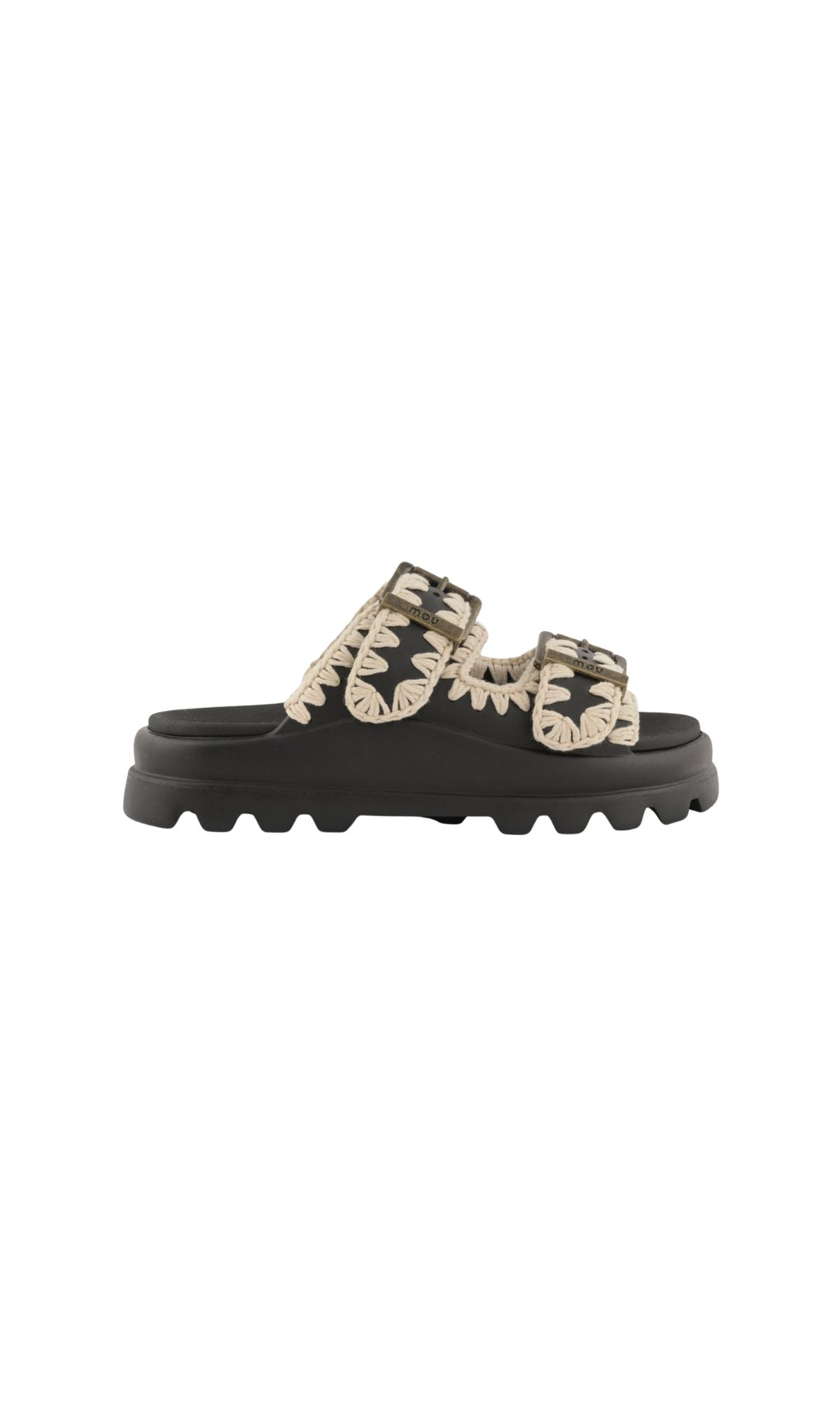 23 EVA SLIDE TWO BUCKLE BLACK - calzature - MOU