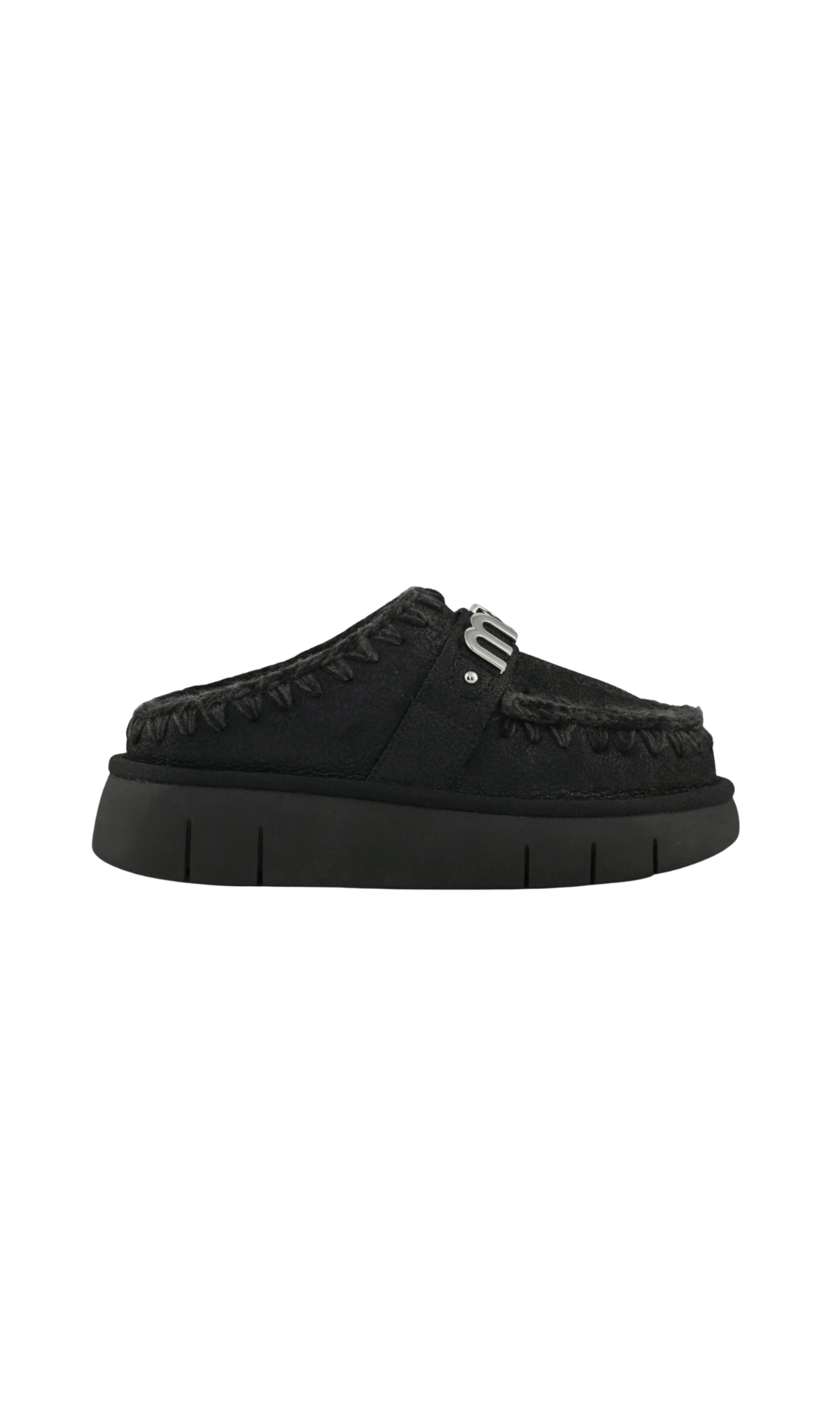 MOU BOUNCE CLOG METAL LOGO SPECIAL LEATHER BKB BLACK