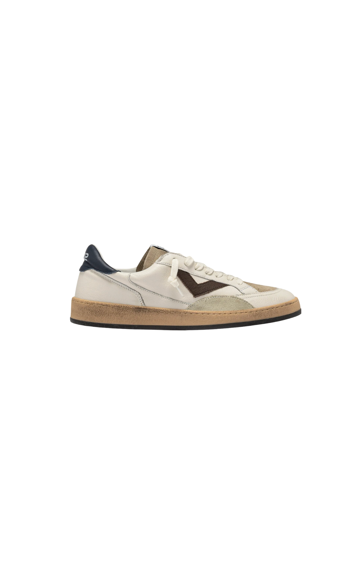 SNEAKER PLAYNEW IN PELLE BIANCA/MARRONE/ NAVY
