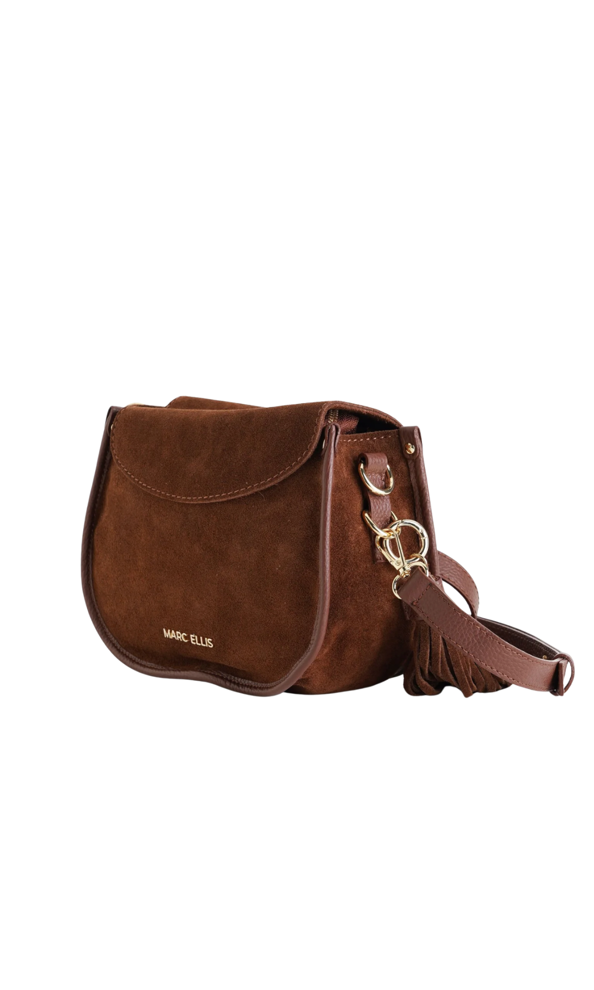 BORSA A SPALLA MARC ELLIS SCAMOSCIATA CON FRANGE CAMMELLO M