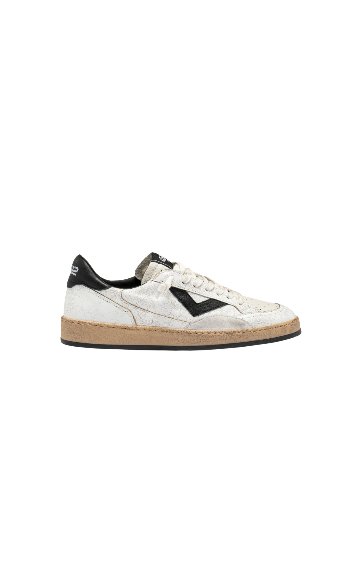 SNEAKER PLAYNEW IN PELLE BIANCA/CRAQUELE' E NERO