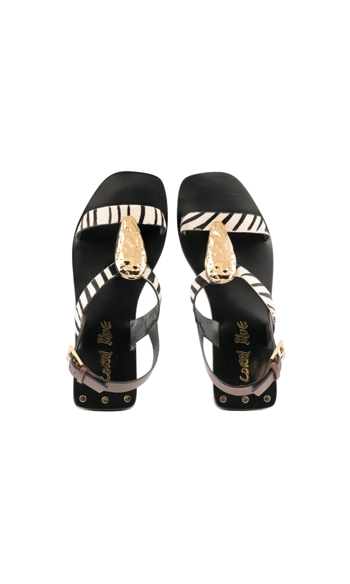 LEATHER SANDAL MULTICOLOR - calzature - CORAL BLUE