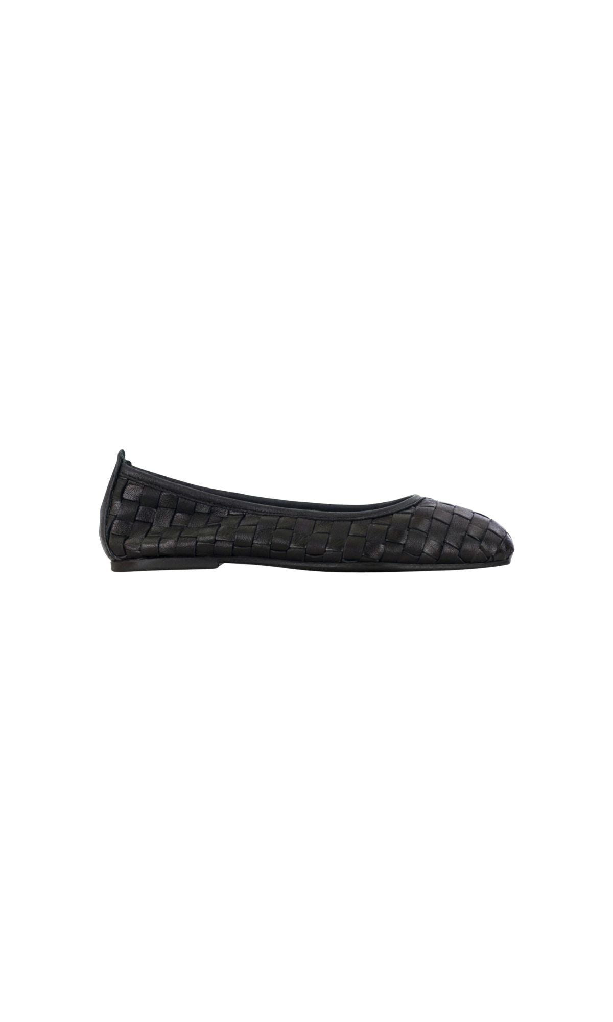 BALLERINA IN PELLE INTRECCIATA BLACK - calzature - ARIA SHOES