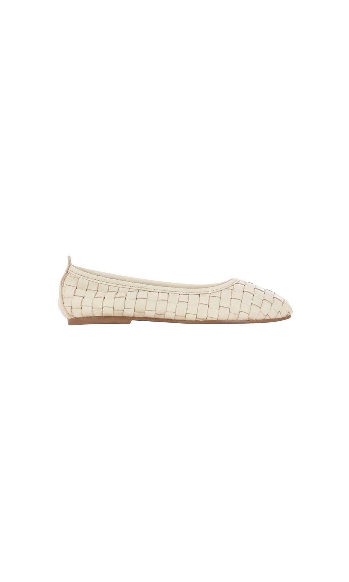 BALLERINA IN PELLE INTRECCIATA CREMA - calzature - ARIA SHOES